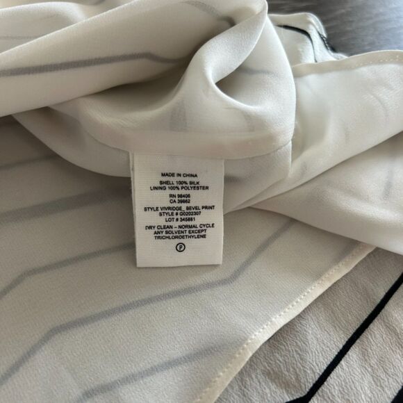 EUC Theory 100% Silk Vivridge Bevel Stripe High-Low Midi Skirt Sz 4 Ivory Black - Picture 8 of 14